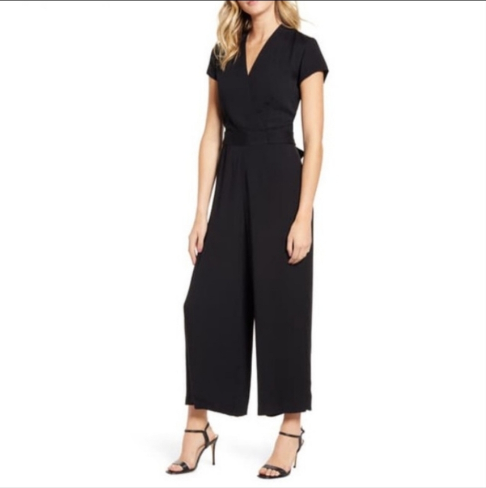 Chelsea 28 Tie Back Wide Leg  Short Sleeve Jumpsuit black Size  XXL NWOT